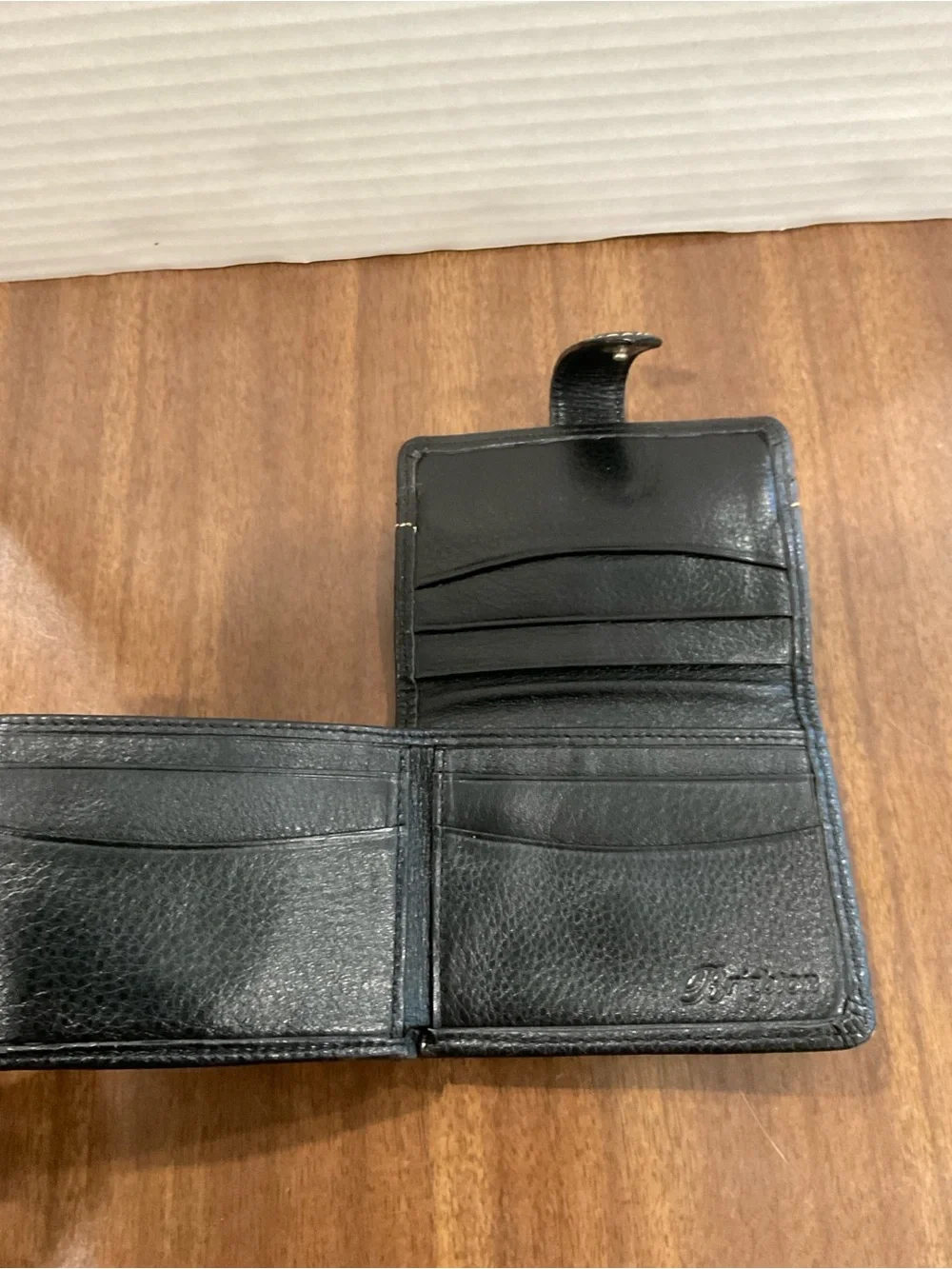 Brighton Black Leather pebble Wallet with Silver Decorative Chain Accent